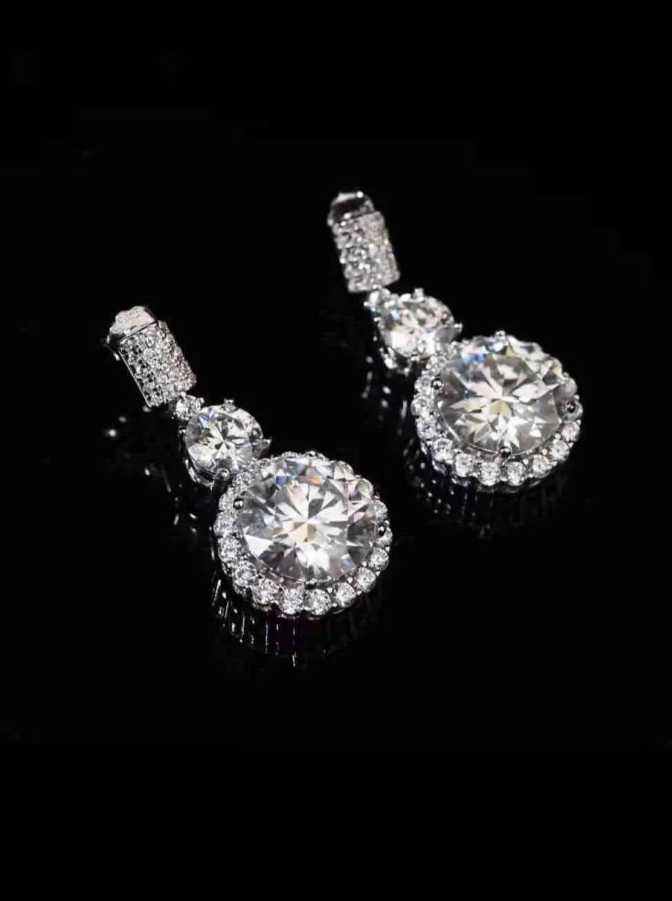 12 Carat Moissanite Platinum-Plated Drop Earrings-Flat Lay Style