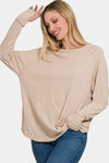 Zenana Round Neck Thumbhole Long Sleeve Top  