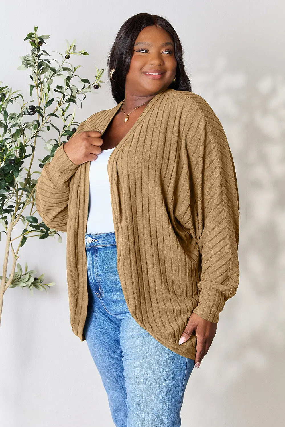 Basic Bae Full Size Ribbed Cocoon Cardigan  