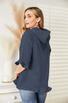 Ninexis Full Size Raglan Sleeve Ruffled Hoodie with Pocket  