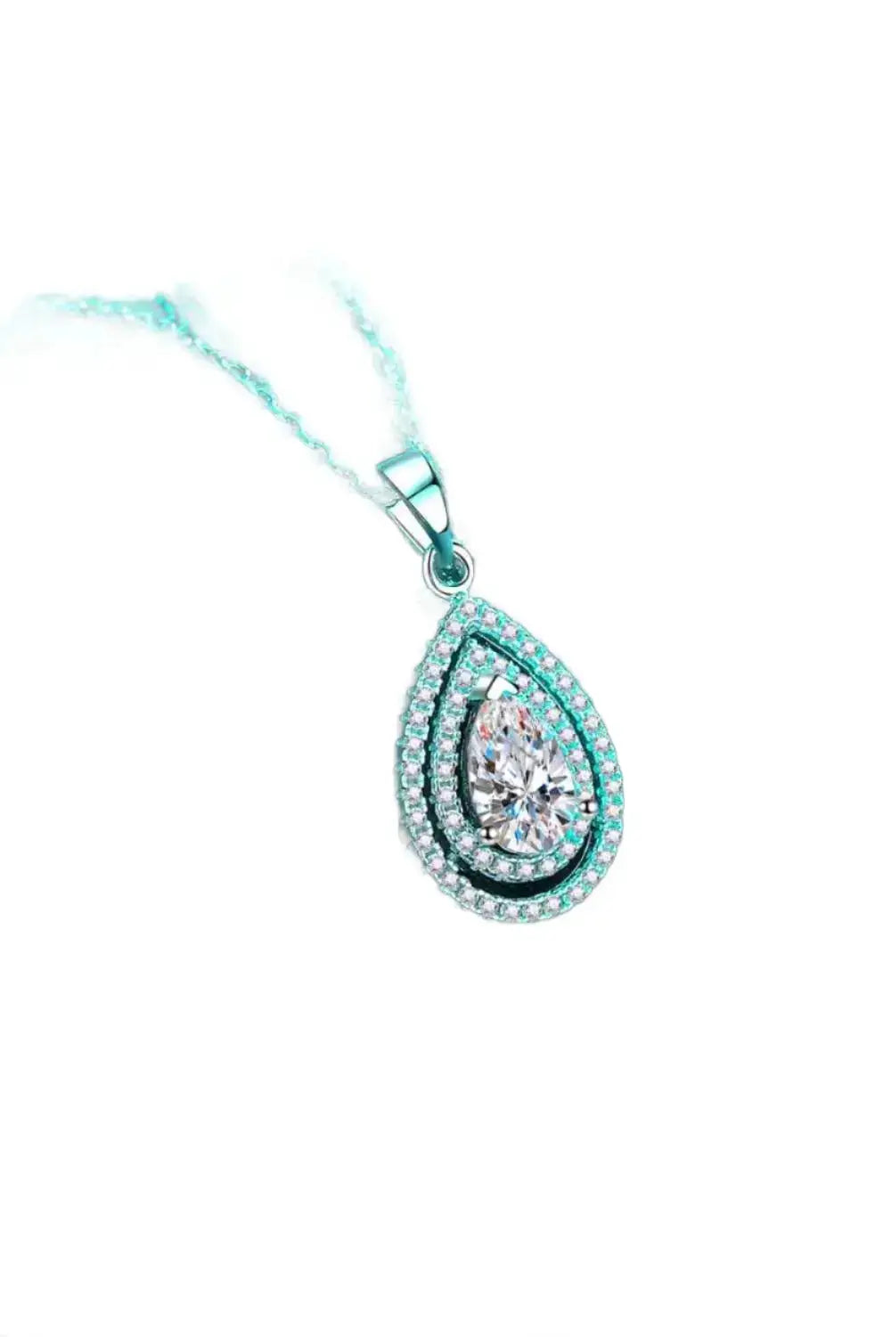 1 Carat Moissanite Teardrop Pendant Necklace