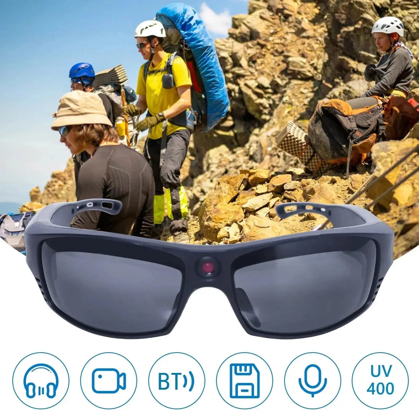 1080P Mini Camera Video Glasses Recording Sport Sunglasses With Wireless BT5.0 Speakers Call Action Camera Music Smart Glasses - eboygifts