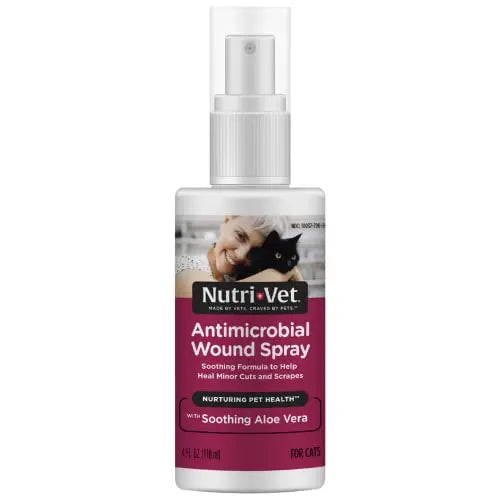 Nutri-Vet Antimicrobial Wound Spray for Cats - Formulated to Sooth Skin with Aloe and Vitamin E - Helps Promote Healing and Reduce Pain - 4 oz Nutri-Vet  EBOYGIFTS