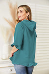 Ninexis Full Size Raglan Sleeve Ruffled Hoodie with Pocket  