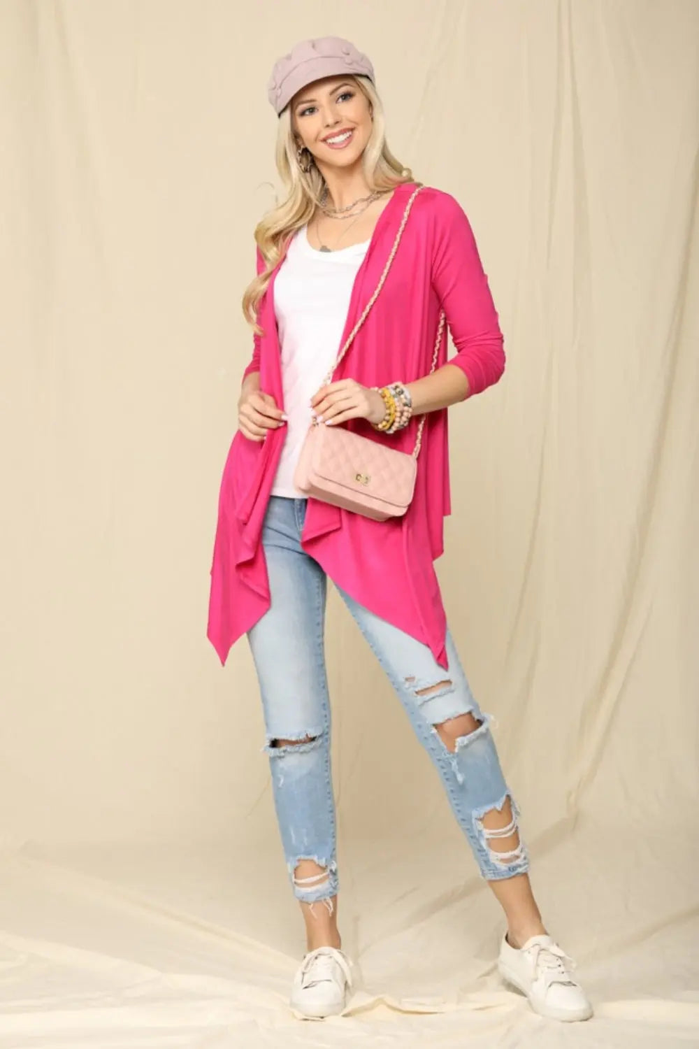 Celeste Full Size Open Front Knit Cardigan  