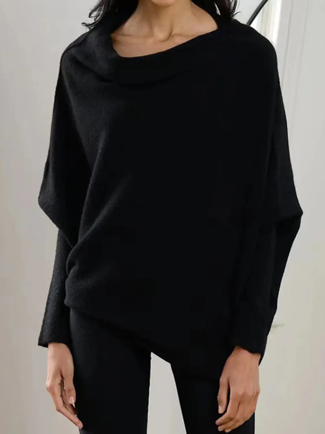 Full Size Boat Neck Batwing Sleeve Knit Top  