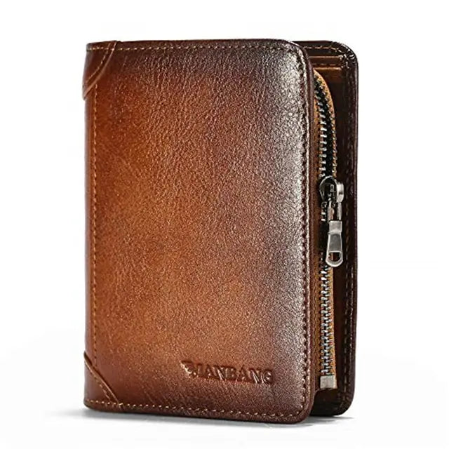 Men's Retro Zipper Leather Wallet ManBang Men Wallet Store  EBOYGIFTS