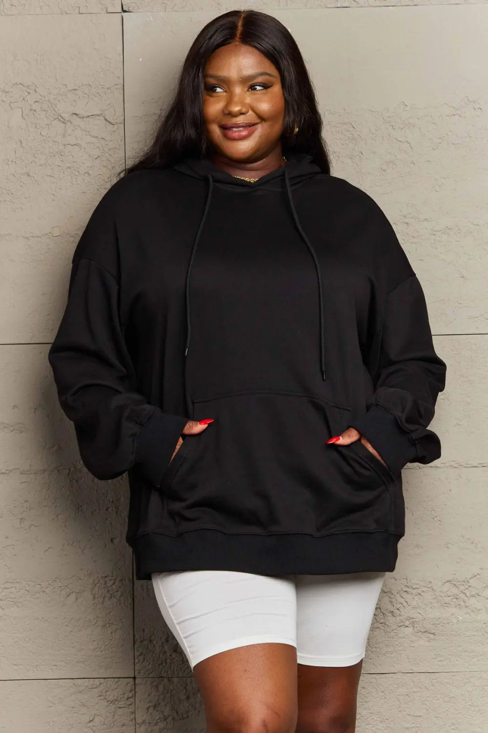 Full Size Drawstring Long Sleeve Hoodie  