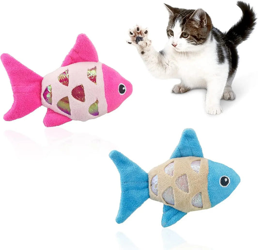 Cat Catnip Toys Small Cat Fish Toys With Crinkle Shine Ring Paper To Make Sound To Catch Your Cats Eyes And For Your Cats To Chew And Catch Interactive Cat Toys Indoor Cat  