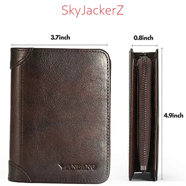 Men's Retro Zipper Leather Wallet ManBang Men Wallet Store  EBOYGIFTS