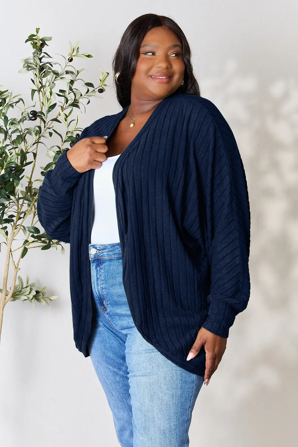 Basic Bae Full Size Ribbed Cocoon Cardigan  