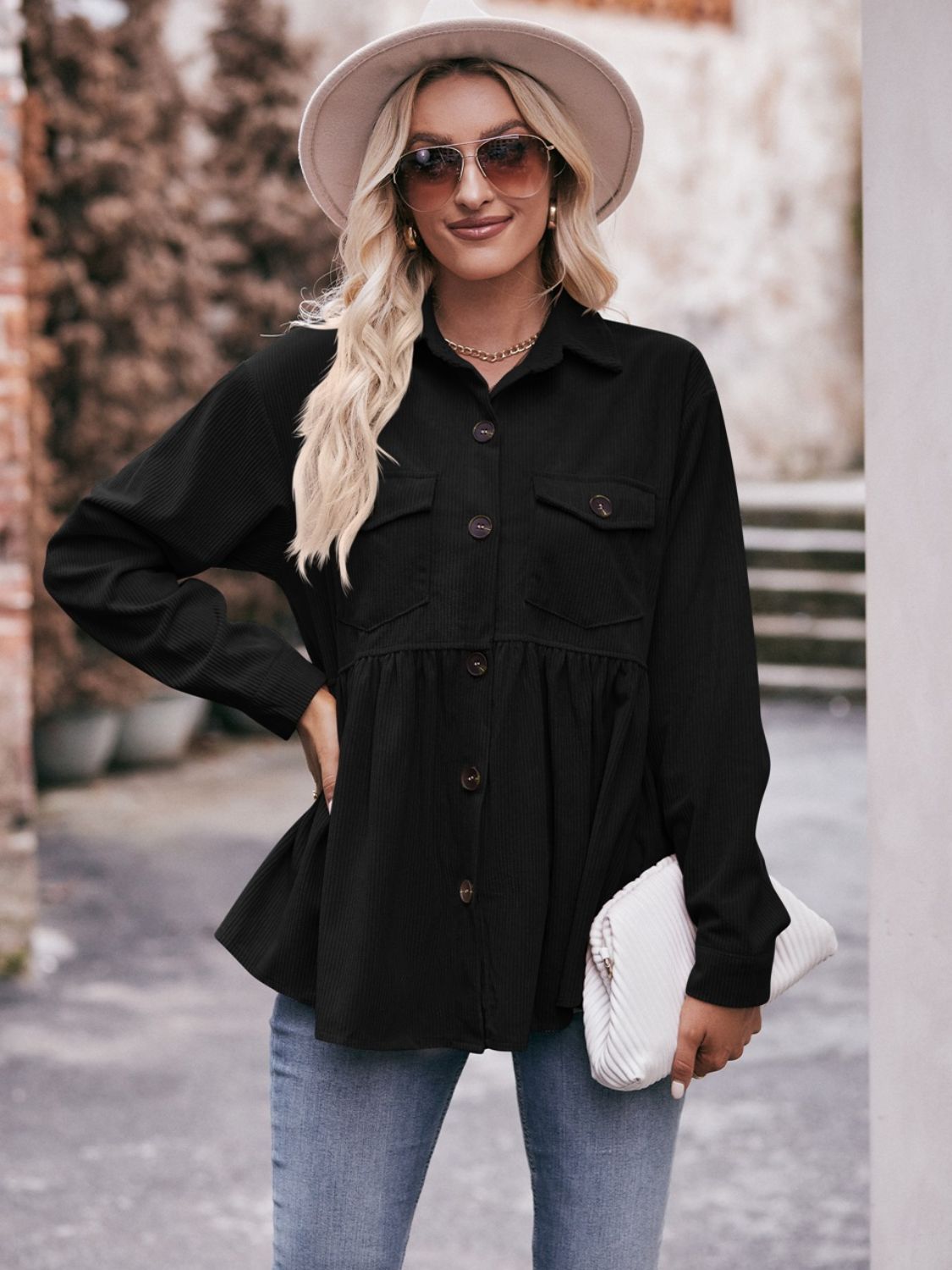 Mandy Collared Neck Long Sleeve Shirt  