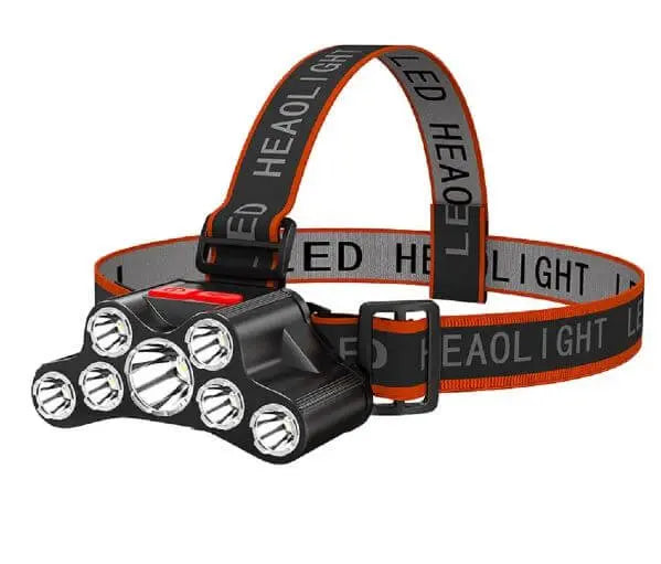 7LED Headlamp Rechargeable Waterproof Adjustable 4Modes Lightweight for Outdoor