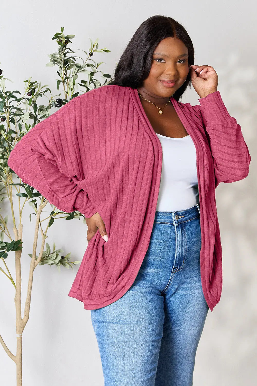 Basic Bae Full Size Ribbed Cocoon Cardigan  