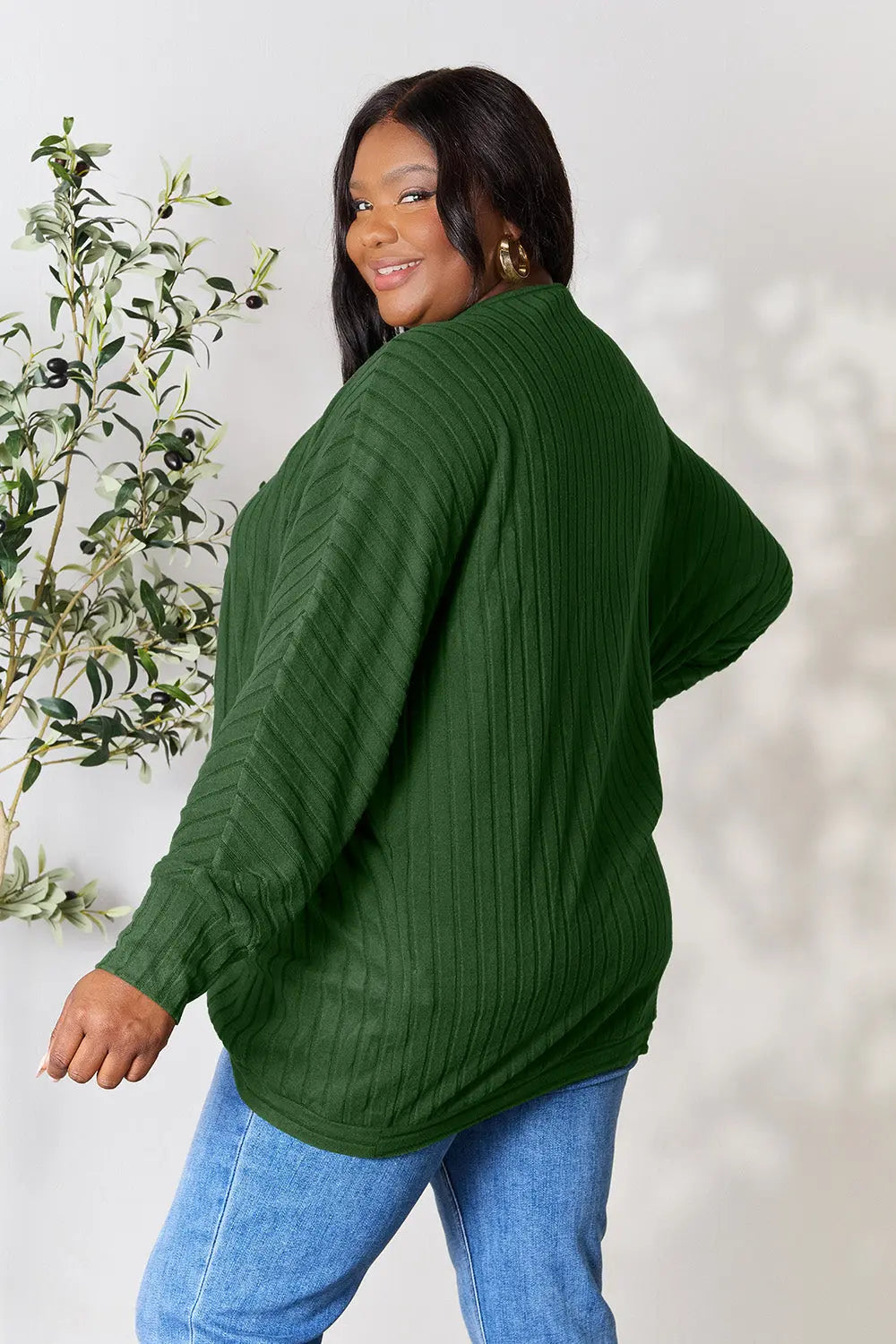 Basic Bae Full Size Ribbed Cocoon Cardigan  