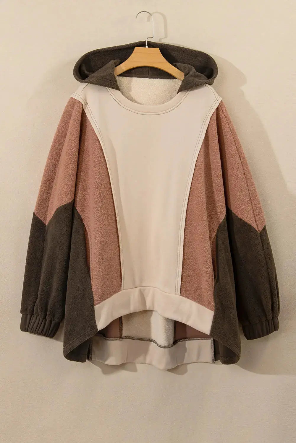 Plus Size Color Block Long Sleeve Hoodie  