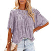 Loose Lace Half Sleeve O-neck Shirts Top - EBOYGIFTS LLC women Attire Purple-XXL Loose Lace Half Sleeve O-neck Shirts Top