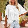 Loose Lace Half Sleeve O-neck Shirts Top  