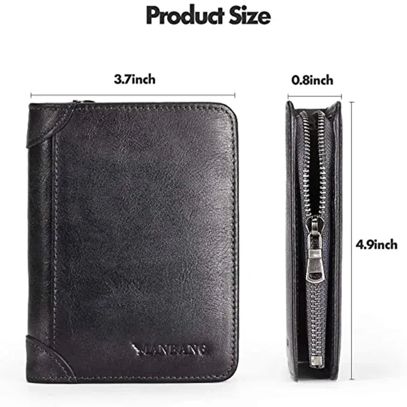 Men's Retro Zipper Leather Wallet ManBang Men Wallet Store  EBOYGIFTS