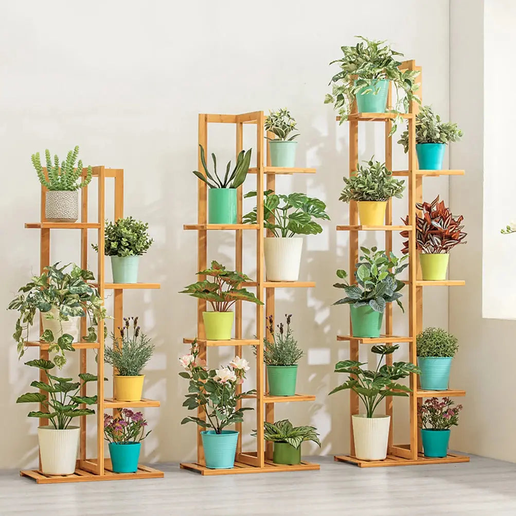 Bamboo 5 / 6  Tier  Plant Stand Rack Multiple Flower Pot Holder Shelf Indoor Outdoor Planter Display Shelving Unit for Patio  