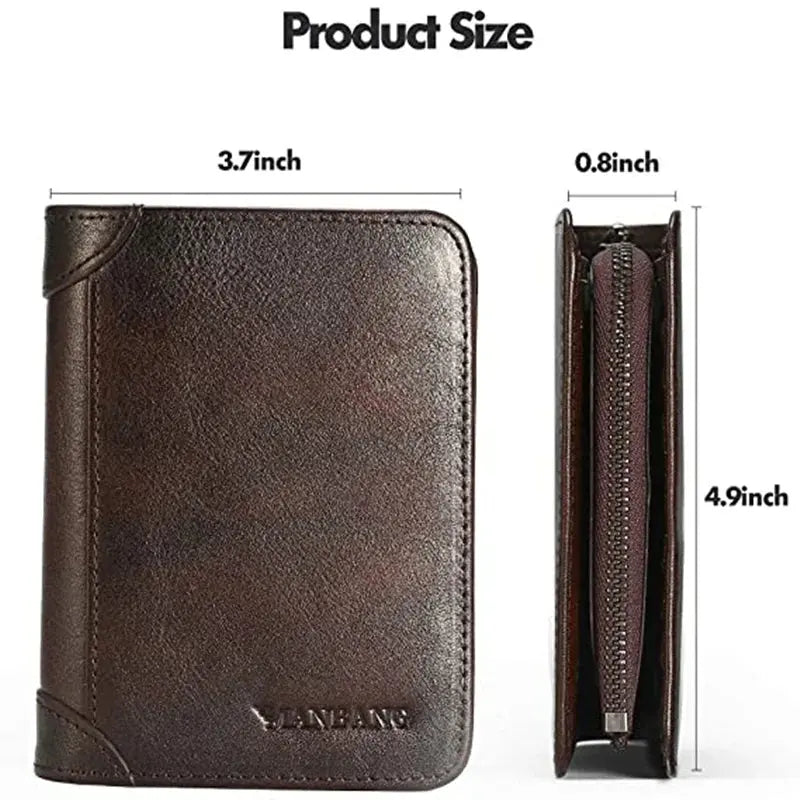 Men's Retro Zipper Leather Wallet ManBang Men Wallet Store  EBOYGIFTS