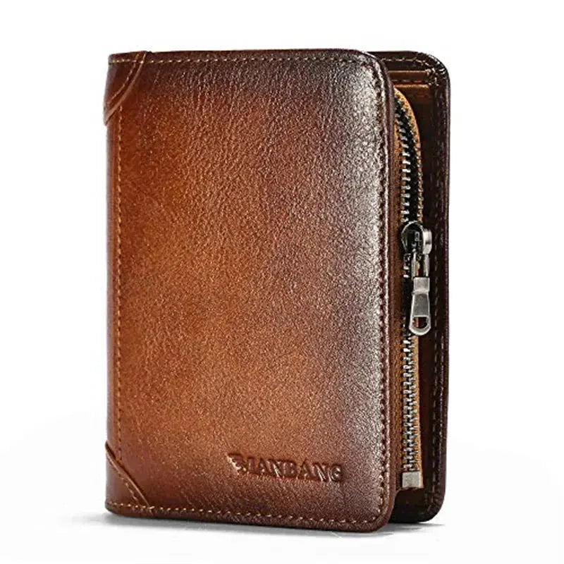 Men's Retro Zipper Leather Wallet ManBang Men Wallet Store  EBOYGIFTS