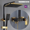 Hot and Cold Digital Shower Set Faucet Bathroom Shower System Black Gold Shower Faucet Square Shower HeadBath Shower System  