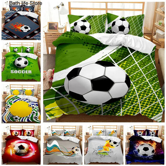 Sports 3D Football Bedding Set And Pillow Case Double Size Household Textile Product Decoration Teenager Room Soccer Duvet Cover  