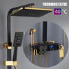 Hot and Cold Digital Shower Set Faucet Bathroom Shower System Black Gold Shower Faucet Square Shower HeadBath Shower System  