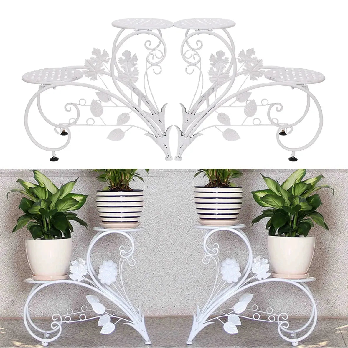 2PCS Classic Tall Plant Stand Art Flower Pot Holder Rack Planter Outdoor Indoor Patio  