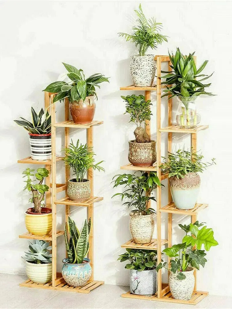 Bamboo 5 / 6  Tier  Plant Stand Rack Multiple Flower Pot Holder Shelf Indoor Outdoor Planter Display Shelving Unit for Patio  