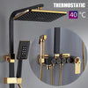 Hot and Cold Digital Shower Set Faucet Bathroom Shower System Black Gold Shower Faucet Square Shower HeadBath Shower System  