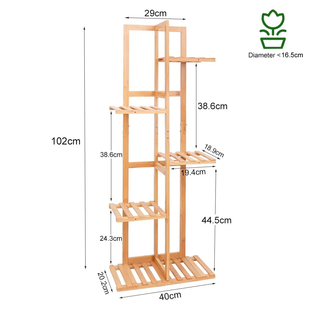 Bamboo 5 / 6  Tier  Plant Stand Rack Multiple Flower Pot Holder Shelf Indoor Outdoor Planter Display Shelving Unit for Patio  