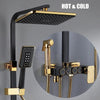 Hot and Cold Digital Shower Set Faucet Bathroom Shower System Black Gold Shower Faucet Square Shower HeadBath Shower System  