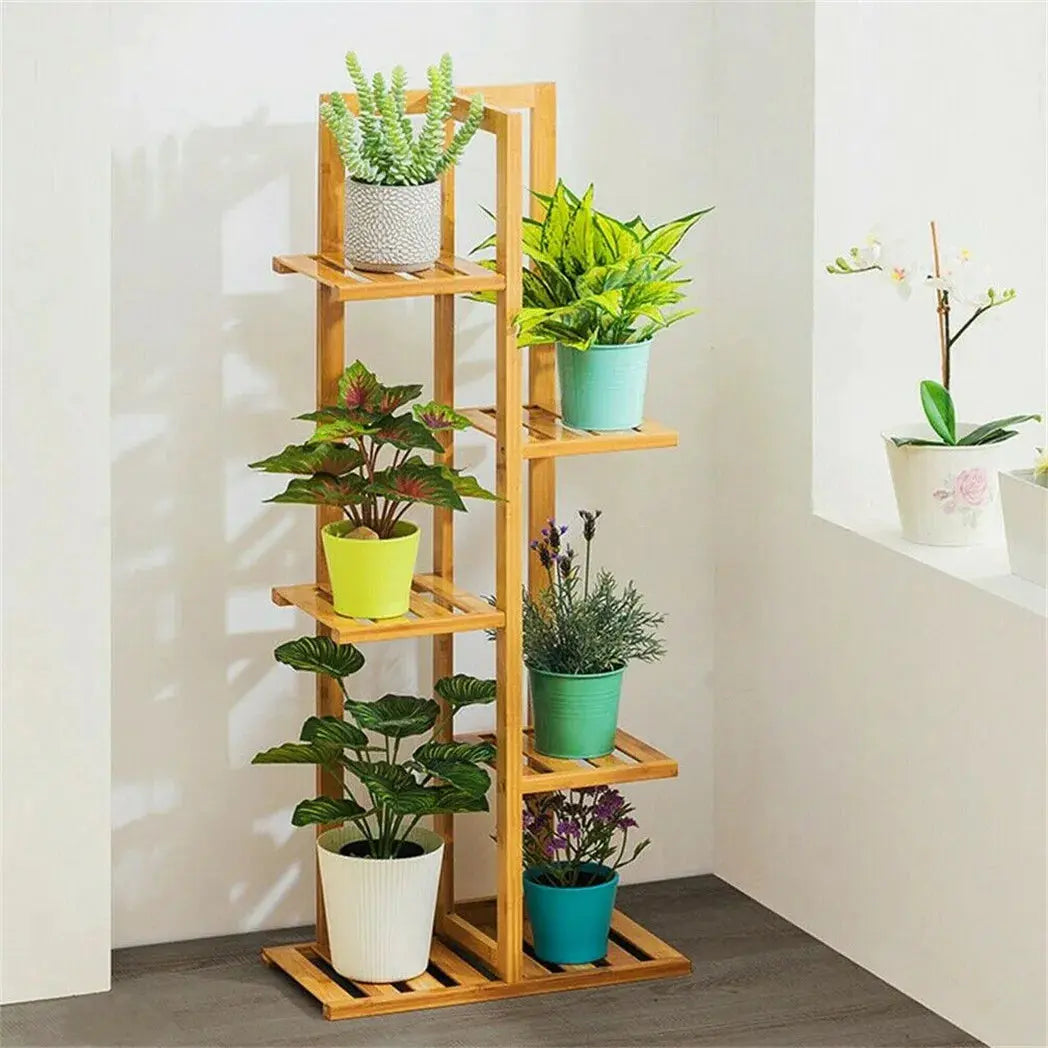 Bamboo 5 / 6  Tier  Plant Stand Rack Multiple Flower Pot Holder Shelf Indoor Outdoor Planter Display Shelving Unit for Patio  