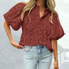 Hollowed-out Embroidery Lace Jacquard Blouse Women 2024 Spring Stand  