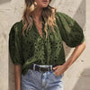 Hollowed-out Embroidery Lace Jacquard Blouse Women 2024 Spring Stand  