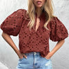 Hollowed-out Embroidery Lace Jacquard Blouse Women 2024 Spring Stand  