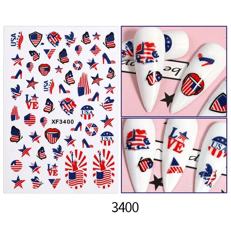 Football Game South America Brazil CHile Peru Argentina Colombia Uruguay Nail Sticker Cheering Design Soccer Fans Nail Flag  