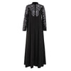 Dubai Abayas Black Elegant Dress Print Flower Islamic Prayer Clothes For Girls Ramadan Robe Long Kimono Fashion Arabic Wear  