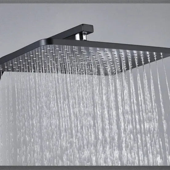 Hot and Cold Digital Shower Set Faucet Bathroom Shower System Black Gold Shower Faucet Square Shower Head  Bath Shower System  