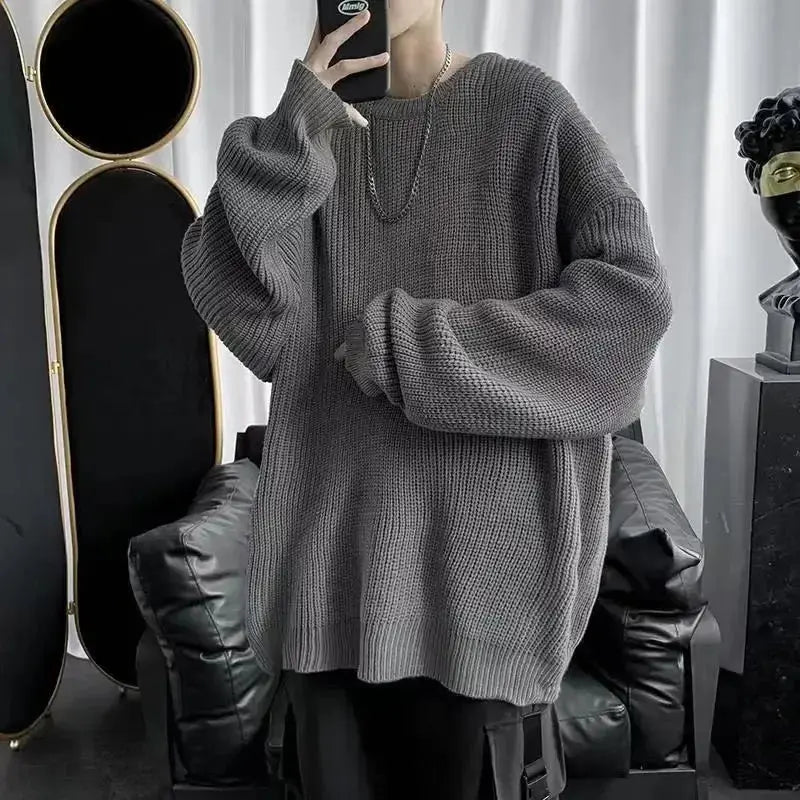 Sweaters MenSolid Color Wool Sweaters Slim Fit Men Street Wear Mens Clothes Knitted Sweater  