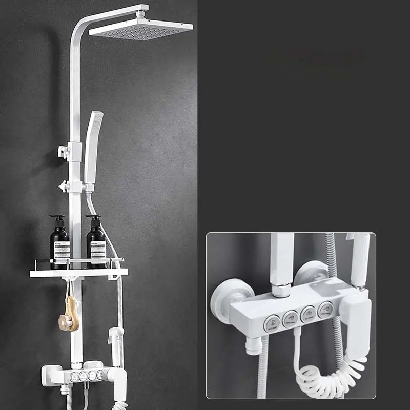 Hot and Cold Digital Shower Set Faucet Bathroom Shower System Black Gold Shower Faucet Square Shower Head  Bath Shower System  