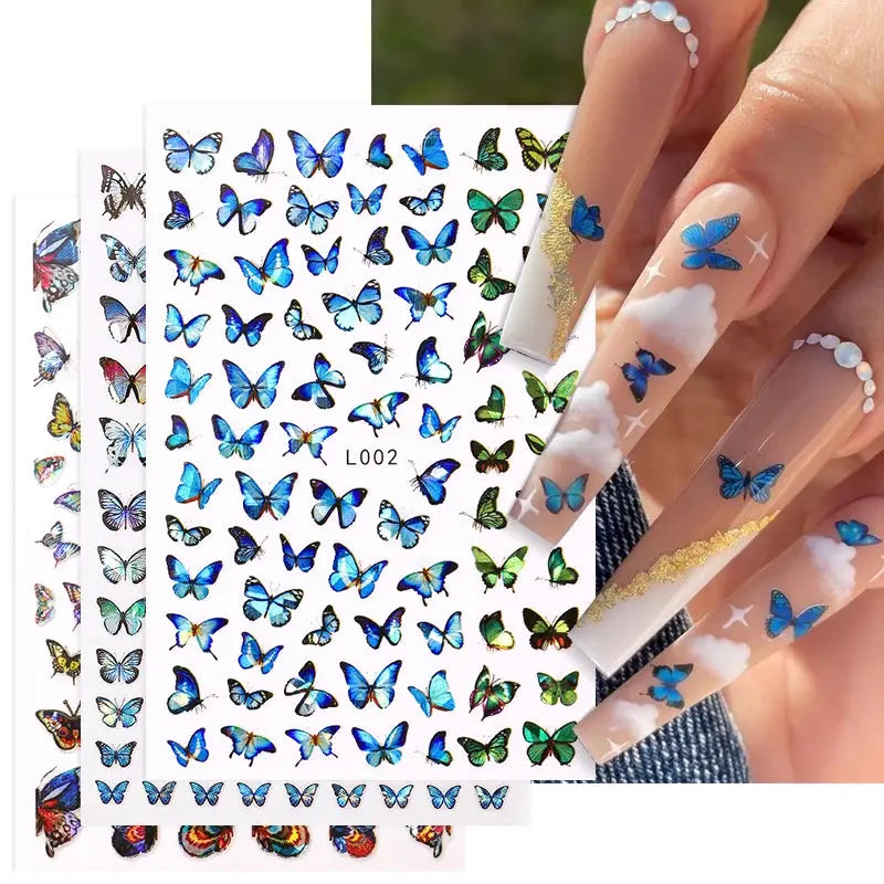 1PC 3D Nail Stickers Colorful Blue Butterfly Self-Adhesive Slider Spring Wraps Nail Art Decorations Decals Manicure Accessories PICT YOU Official Store  EBOYGIFTS