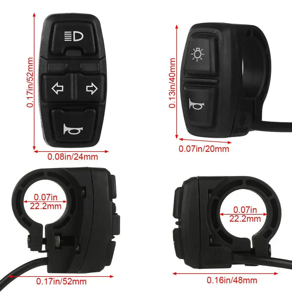 Electric Bike Scooter Light Switch DK226 Ebike Lamp and Horn Switch DK336 for Motorcycle Button Can Control Turn Signal Light  