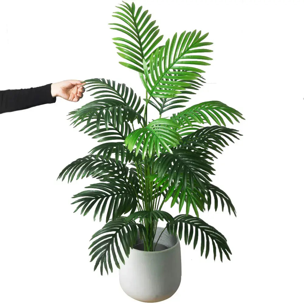 90-180cm Large Fake Palm Tree Artificial Tropical Plants Plastic Monstera Leaves Big OliveTree Foliage for Home Garden Decor  