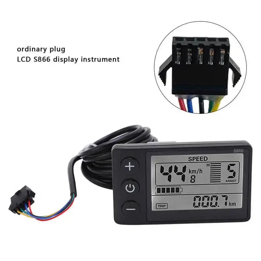 24V 36V 48V Waterproof SM LCD Display S866 Controller Panel Dashboard Electric Bike Display for Electric E-bike Scooter Tools  