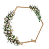 Hexagonal Wooden Wedding Ceremony Arch Bridal Party Backdrop Arch Stand Garden Arbor for Outdoor Weddings, Flowers Garland  