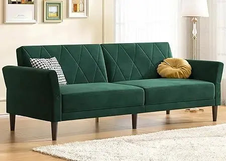 Modern Convertible Tufted Futon Sectional Velvet/Faux Leather Sofa Couch with Adjustable Back for Living Room Office Bedroom - eboygifts