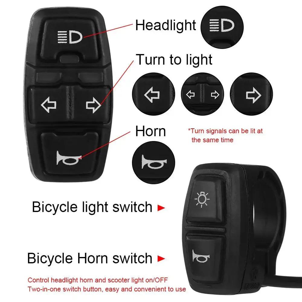 Electric Bike Scooter Light Switch DK226 Ebike Lamp and Horn Switch DK336 for Motorcycle Button Can Control Turn Signal Light  